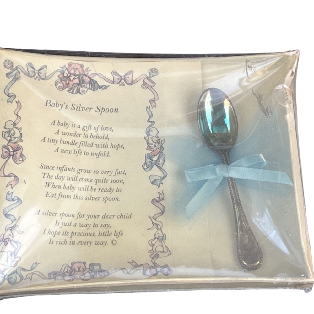 VINTAGE BABY SPOON SEALED IN BOX NOT STERLING SILVER SPOON